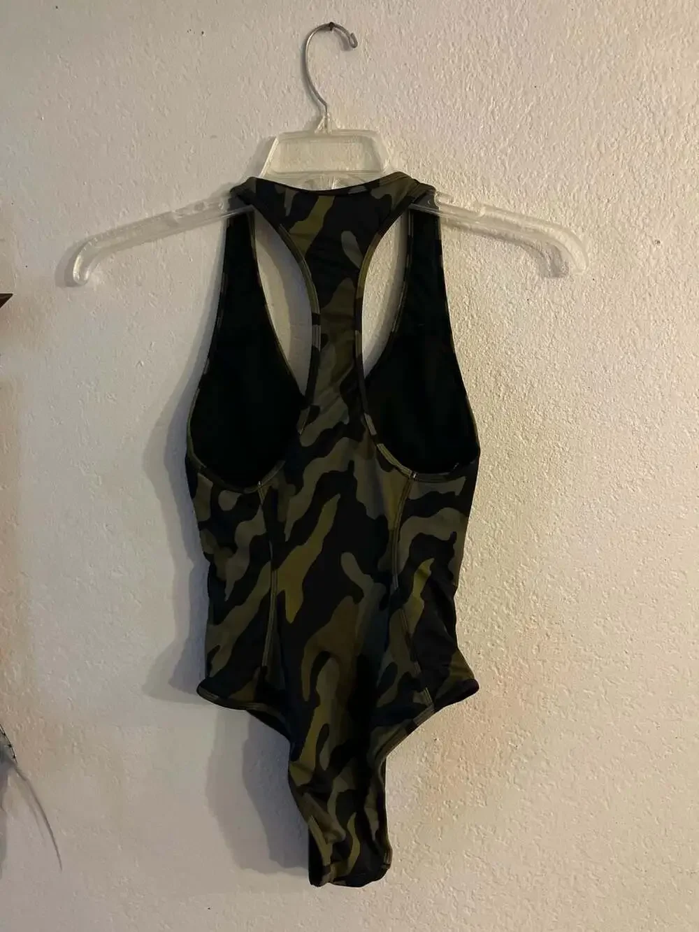 Smart & Sexy Camo Racerback Zip-Front One Piece Swimsuit - Picture 3 of 5